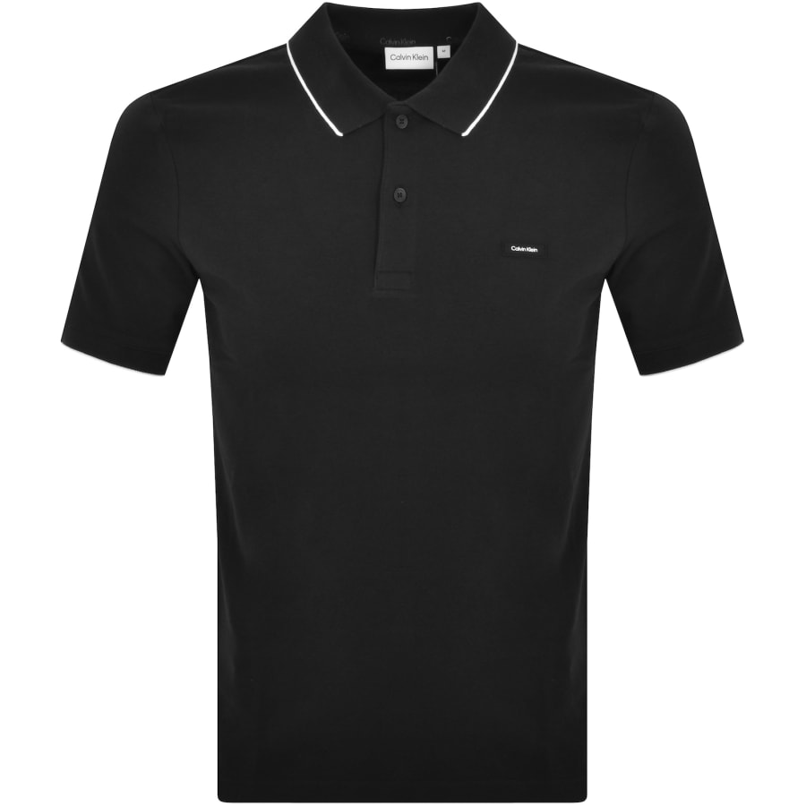 Calvin Klein Pique Tipping Polo T Shirt Black